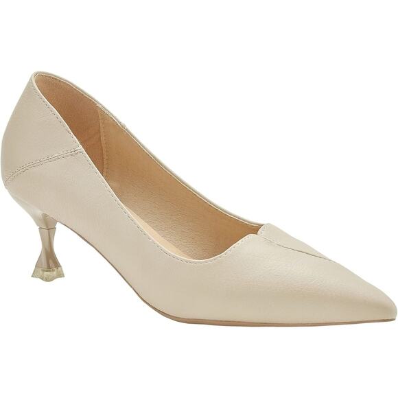 C.Paravano Pointy Kitten Heels – White D3 - Picture 1 of 4